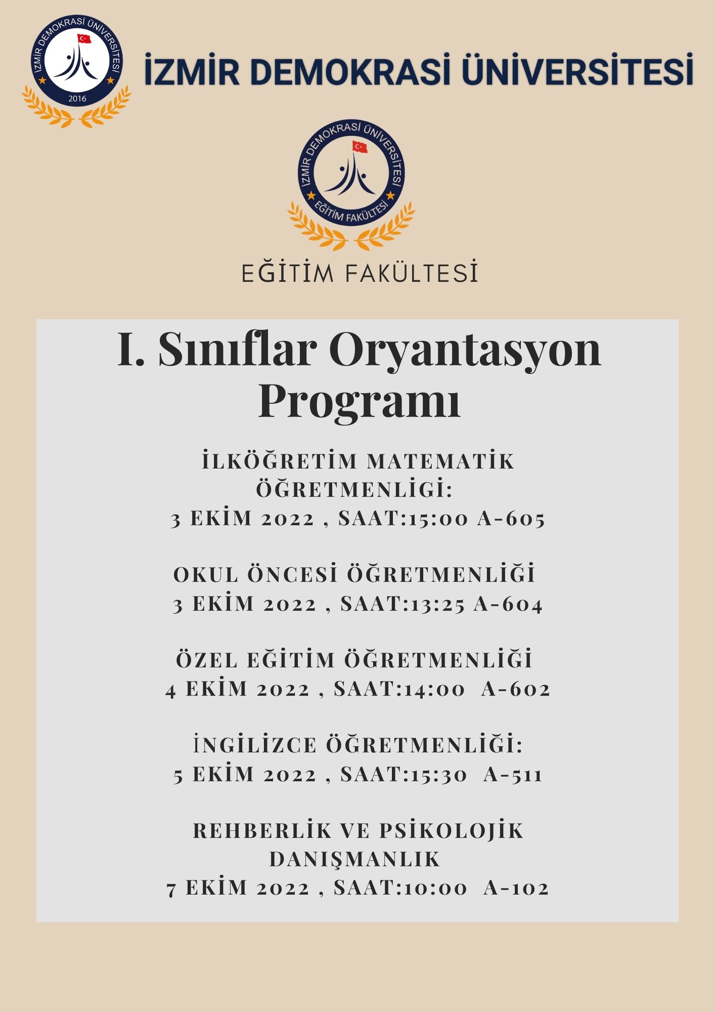Eğitim Fakültesi 2022-2023 Eğitim-Öğretim Yılı Oryantasyon Programı